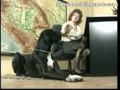A lustful grandmother is up for dog sex.